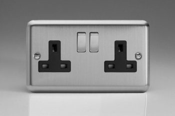Varilight Classic Matt Chrome 2-Gang 13A Double Pole Switched Socket with Metal Rockers