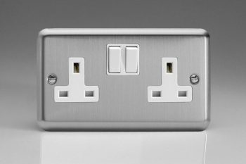 Varilight Classic Matt Chrome 2-Gang 13A Double Pole Switched Socket