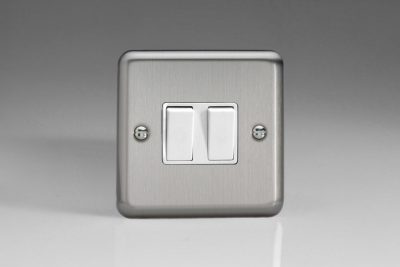 Varilight Classic Matt Chrome 2-Gang (10A Intermediate Switch + 10A 1- or 2-Way Rocker Switch)