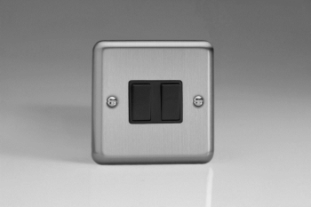 Varilight Classic Matt Chrome 2-Gang 10A Intermediate Rocker Switch