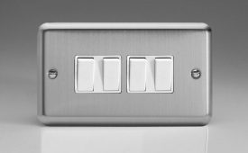 Varilight Classic Matt Chrome 4-Gang 10A 1- or 2-Way Rocker Switch (Twin Plate)