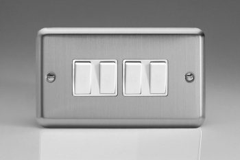 Varilight Classic Matt Chrome 4-Gang 10A 1- or 2-Way Rocker Switch (Twin Plate)