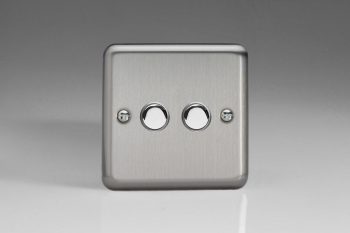 Varilight Classic Matt Chrome 2-Gang 6A 1- or 2-Way Push-On/Off Impulse Switch