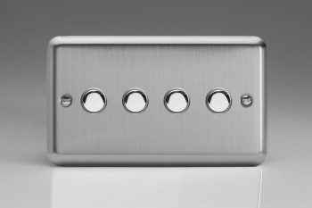 Varilight Classic Matt Chrome 4-Gang 6A 1- or 2-Way Push-On/Off Impulse Switch (Twin Plate)