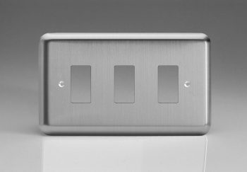 Varilight Matt Chrome PowerGrid 3-Gang Grid Plate (Twin Plate)