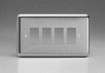 Varilight Matt Chrome PowerGrid 4-Gang Grid Plate (Twin Plate)