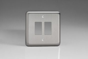 Varilight Value Matt Chrome 2-Gang PowerGrid Plate including Yoke (Single Plate)