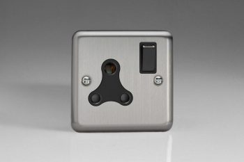 Varilight Classic Matt Chrome 1-Gang 15A Round Pin Socket with Black Insert
