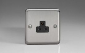Varilight Classic Matt Chrome 1-Gang 2A Round Pin Socket with Black Insert