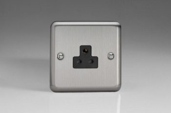 Varilight Classic Matt Chrome 1-Gang 2A Round Pin Socket with Black Insert