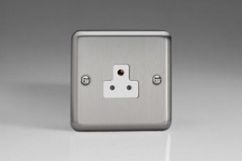 Varilight Classic Mirror Chrome 1-Gang 2A Round Pin Socket with White Insert