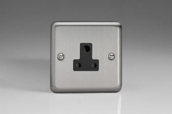 Varilight Classic Matt Chrome 1-Gang 5A Round Pin Socket with Black Insert