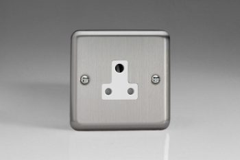 Varilight Classic Matt Chrome 1-Gang 5A Round Pin Socket with White Insert