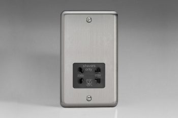 Varilight Classic Matt Chrome Dual Voltage Shaver Socket with Black Insert