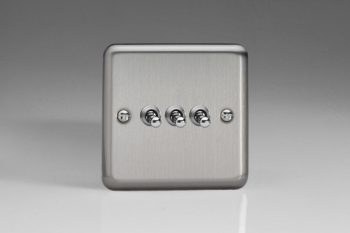 Varilight Classic Matt Chrome 3-Gang 10A 1- or 2-Way Toggle Switch