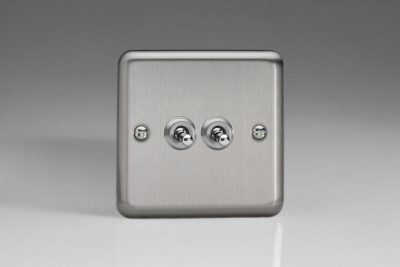 Varilight Classic Matt Chrome 2-Gang (10A Intermediate Switch + 10A 1- or 2-Way Toggle Switch)