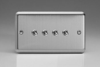 Varilight Classic Matt Chrome 4-Gang 10A 1- or 2-Way Toggle Switch (Twin Plate)