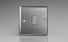 Varilight Classic Brushed Steel 1-Gang 10A 1- or 2-Way Rocker Switch with Metal Rockers