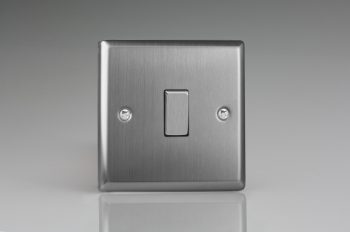 Varilight Classic Brushed Steel 1-Gang 10A 1- or 2-Way Rocker Switch with Metal Rockers