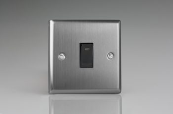 Varilight Classic Brushed Steel 1-Gang 20A Double Pole Rocker Switch + Neon Indicator Light