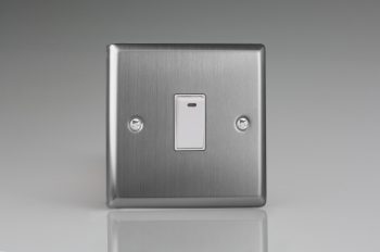 Varilight Classic Brushed Steel 1-Gang 20A Double Pole Rocker Switch + Neon Indicator Light