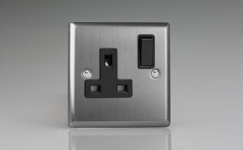 Varilight Classic Brushed Steel 1 Gang 13A Double Pole Switched Socket