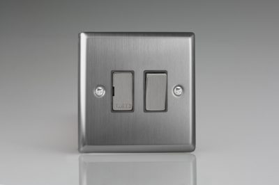 Varilight Classic Brushed Steel 13A Switched Fused Spur with Metal Inserts