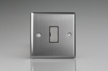 Varilight Classic Brushed Steel 13A Unswitched Fused Spur with Metal Inserts