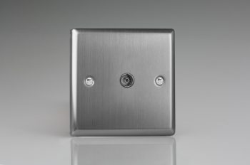 Varilight Classic Brushed Steel 1-Gang TV Socket, Co-Axial