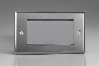 Varilight Classic Brushed Steel Data Grid 4 Gang Faceplate (Twin Plate)
