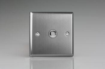 Varilight Classic Brushed Steel 1-Gang 6A 1- or 2-Way Push-On/Off Impulse Switch
