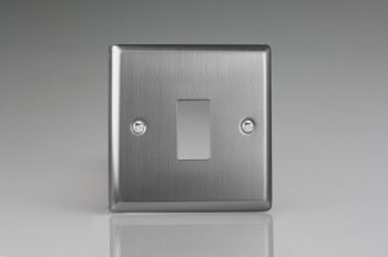 Varilight Classic Brushed Steel Power Grid 1 Gang Faceplate with Yoke (Single Plate)