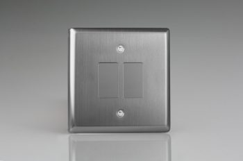 Varilight Classic Brushed Steel 2-Gang PowerGrid Plate including Yoke (Single Plate)