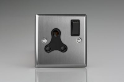 Varilight Classic Brushed Steel 1-Gang 15A Round Pin Socket
