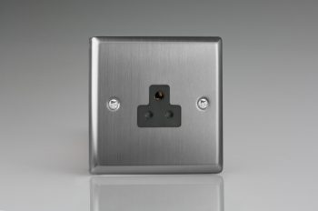 Varilight Classic Brushed Steel 1-Gang 2A Round Pin Socket