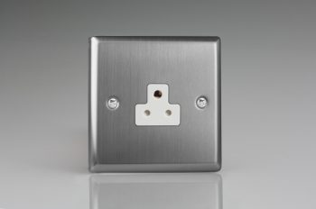 Varilight Classic Brushed Steel 1-Gang 2A Round Pin Socket
