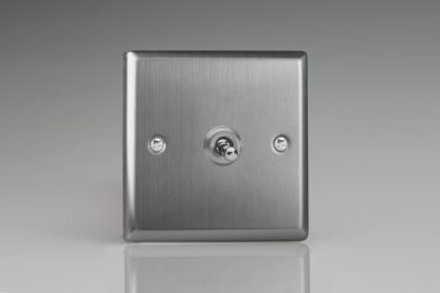 Varilight Classic Brushed Steel 1-Gang 10A 1- or 2-Way Toggle Switch
