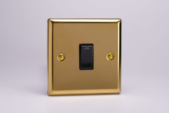 Varilight Classic Victorian Brass 1-Gang 20A Double Pole Rocker Switch + Neon Indicator Light