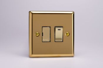 Varilight Classic Victorian Brass 13A Switched Fused Spur + Neon with Metal Inserts