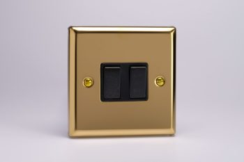 Varilight Classic Victorian Brass 2-Gang 10A Intermediate Rocker Switch