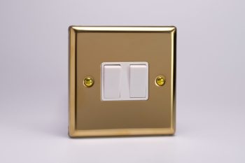 Varilight Classic Victorian Brass 2-Gang 10A Intermediate Rocker Switch
