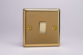Varilight Classic Victorian Brass 1-Gang 10A Intermediate Rocker Switch with Metal Rockers