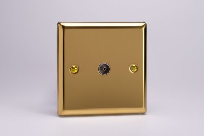 Varilight Classic Victorian Brass 1-Gang TV Socket, Co-Axial