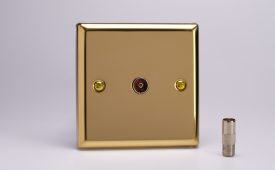 Varilight Classic Victorian Brass 1-Gang TV Socket, F-Type Satellite