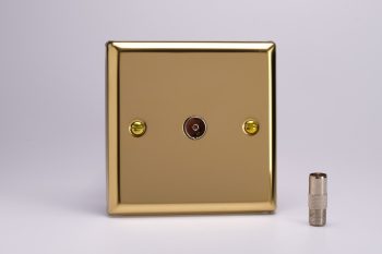 Varilight Classic Victorian Brass 1-Gang TV Socket, F-Type Satellite