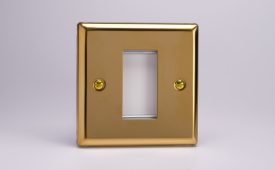 Varilight Victorian Brass DataGrid Plate (1 Grid Space) Faceplate