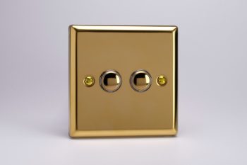 Varilight Classic Victorian Brass 2-Gang 6A 1-Way Push-to-Make Momentary Switch