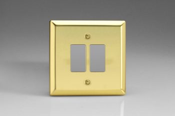 Varilight Classic Victorian Brass 2-Gang PowerGrid Plate including Yoke (Single Plate)
