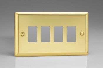 Varilight Classic Victorian Brass 4-Gang PowerGrid Plate including Yoke (Twin Plate)