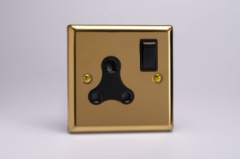 Varilight Classic Victorian Brass 1-Gang 15A Round Pin Socket